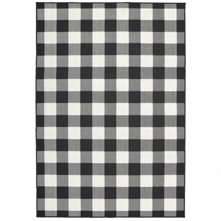 Palacedesigns 5 x 8 ft. Black & Ivory Gingham Indoor & Outdoor Area Rug PA3659569